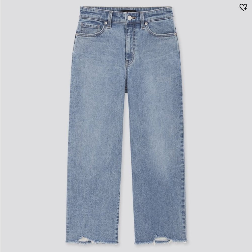 WOMEN HIGH-RISE WIDE CROPPED JEANS